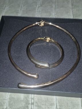 Gold-Tone Women's Necklace and Bracelet Set